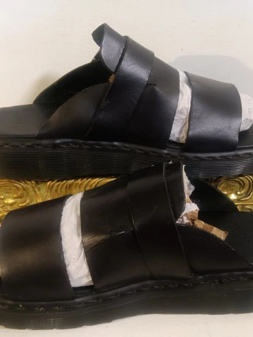Dr. Martens Air Ware BRELADE Slip-In Brando Black Leather Sandal  Never Worn